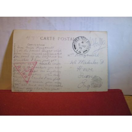 A BOMBED HOUSE, YPRES, BELGIUM used antique postcard 1915 pm WW1 =