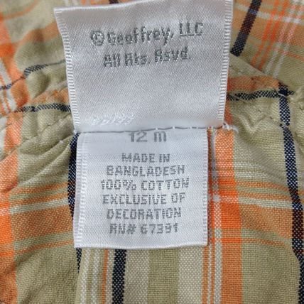 Koala Kids Overall Shorts Boy Infant Tan Plaid Size 12 Months