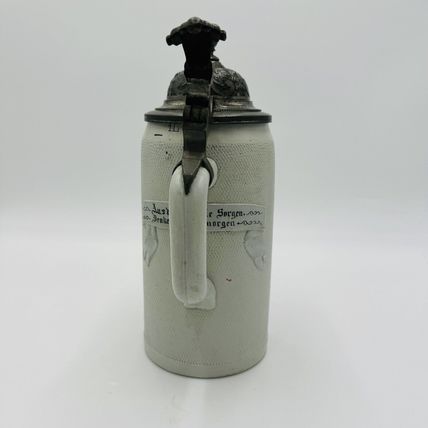 Antique German Mettlach Villeroy & Boch Beer Stein 1887 Large 9.5” Painted 1L