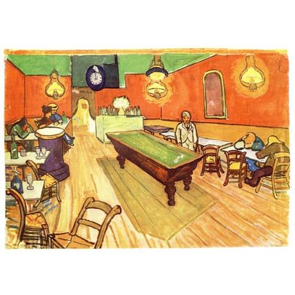 Van Gogh All Night Cafe Victorian Pool Snooker Table Painting Postcard