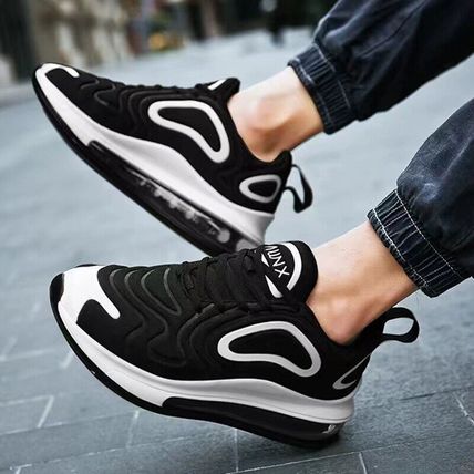 Casual Air Cushion Black Shoes Men Outdoor Breathable Lace-up Sneakers Running