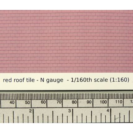Sticker tuile rouge pour toiture _ calibre N (échelle 1:160) - Feuille A4 297x21