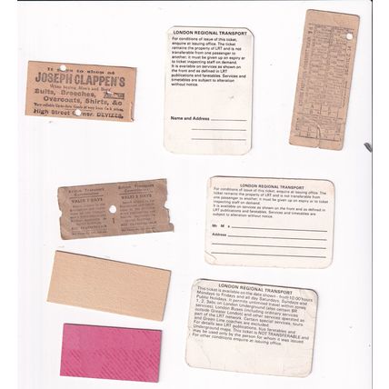 Random Accumulation of Vintage London Transport Tickets & Travel Cards