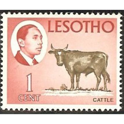 Lesotho QEII 1968 1c Sepia & Rose Red Unmounted Mint MNH SG 148 Cattle Stamp