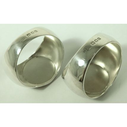 Pair Sampson Mordan & Co Solid Sterling Silver Serviette Napkin Signet Rings