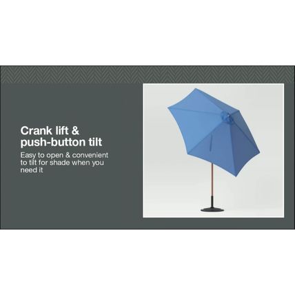 9' Round Dashed Lines Outdoor Patio Market Umbrella with Faux Wood Pole