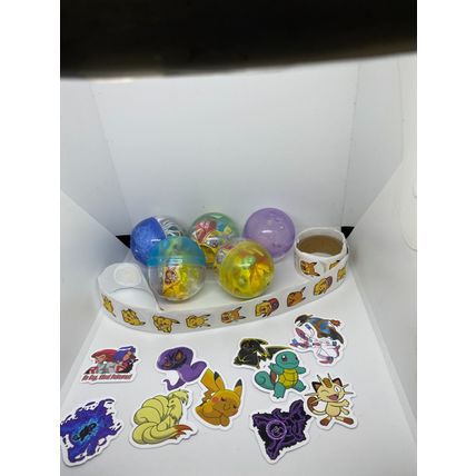 100 X Toy Filled capsules Pokemon Stickers - VENDING MACHINE STOCK REFILLS 50-55