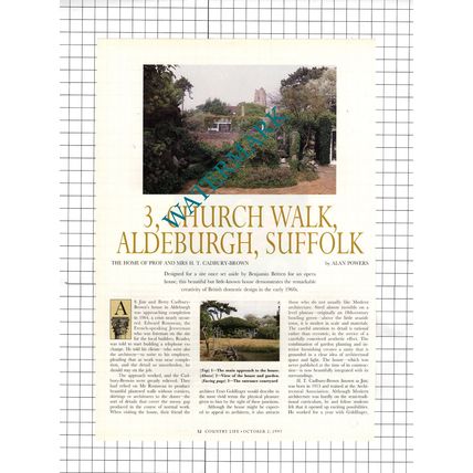 Prof & Mrs H T Cadbury-Brown Aldeburgh Suffolk - 1997 Article