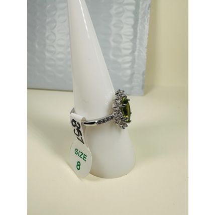 NWT Bomb Party Sz8 Revealed BP Ring Fashion Jewelry RBP Star Green Gem Rhodium P