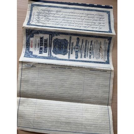 New York Central Railroad Company Mortgage Bond Trustee’s Certificate
