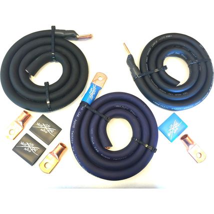 Sky High Oversized 1/0 Gauge AWG Big 3 Upgrade Blue/Black Electrical Wiring Kit