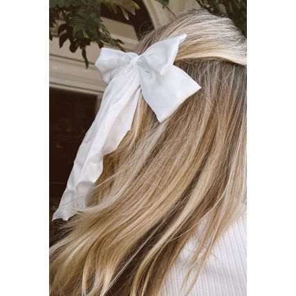 White Oversized Ribbon Bowknot Satin Hair Clip
