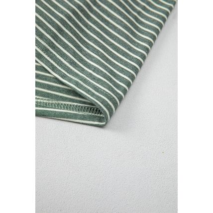 Green Stripe V Neck Stretchy Long Sleeve Top