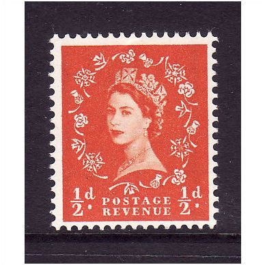 GREAT BRITAIN 1957 SG561 QEII ED GRAPHITE 1/2d ORANGE RED U/M MINT #2