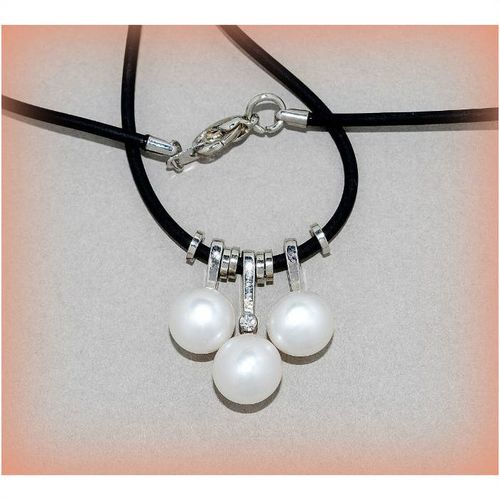 Summer Gift White Faux Pearl Charm Pendant Black Necklace Jewellery 1812