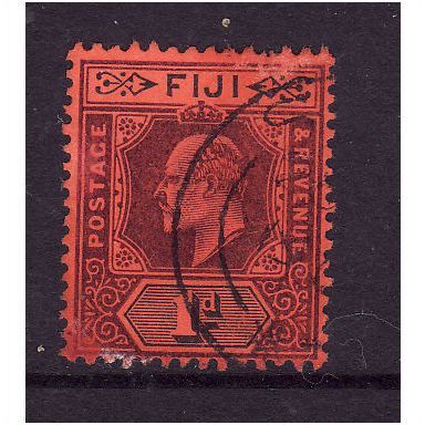 FIJI 1904 SG 116 1d PURPLE AND BLACK / RED FINE USED