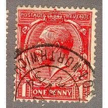 GB stamps 1912 - SG419 - KGV - 1d red - Northwich