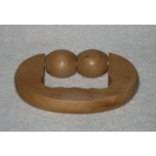 Hand Held Natural Wood Body Massager with 2 wheels