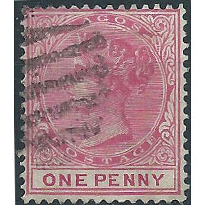 Lagos 1884 SG22 1d Rose-Carmine Wmk Crown CA Fine Used....