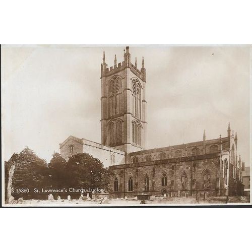 Ludlow, Shropshire - St. Lawrence's Church - Kingsway real photo postcard c1920s