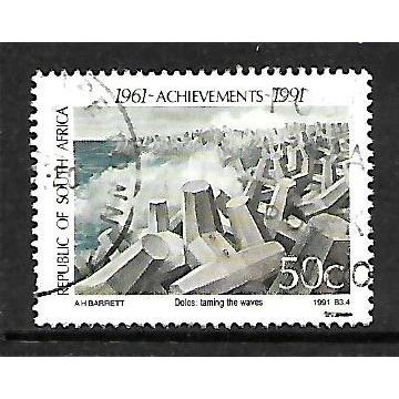 SOUTH AFRICA 1991 SCIENTIFIC & TECH 50c DOLOS DESIGN BREAK WATER SG731 FU
