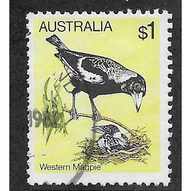 AUS 1980 $1.00 'BIRDS - WESTERN MAGPIE' FINE USED (EBID68-023)