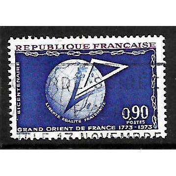 FRANCE 1973 90c MASONIC BLUE EMBLEM SG 2004 FINE USED#2