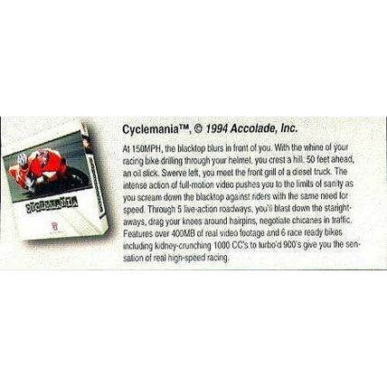 Cyclemania (PC-CD, 1994) for DOS/Windows 95 - NEW CD in SLEEVE