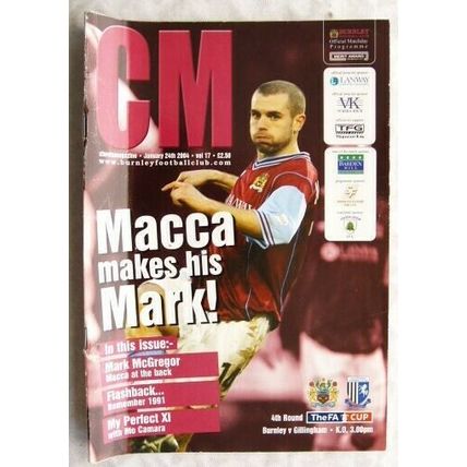 2004 programme Burnley v. Gillingham, FA Cup 4th round