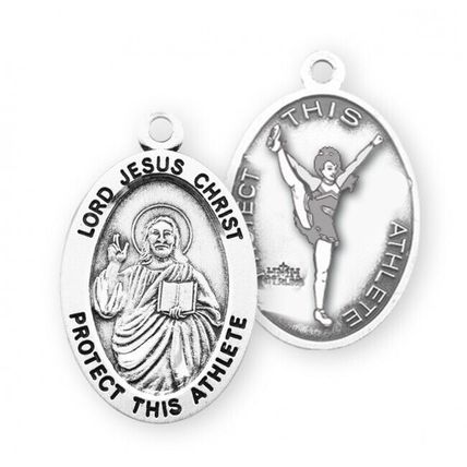 Jesus Christ Cheerleading Sterling Silver Medal Necklace