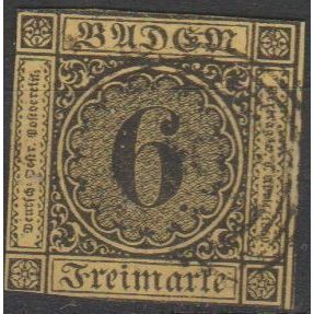 Mi: 7 used 1853 Baden Cat € 35