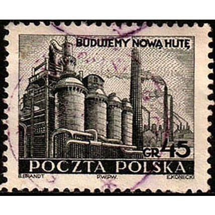 Poland 1951 Nowa Huta Steelworks 45G Used Stamp