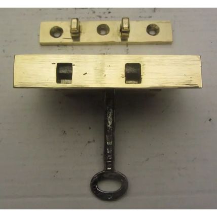 Old Box Chest Lock Victorian Brass 4 Lever Has 1 Working Key and Locking Plate