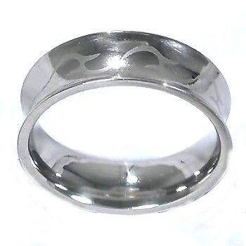 Men's 316L Stainless Steel Tribal Engraved 9 mm Convex Band Ring