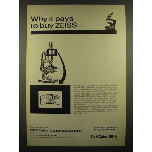1966 Carl Zeiss Jena Microscope Ad - Why it Pays to Buy Zeiss