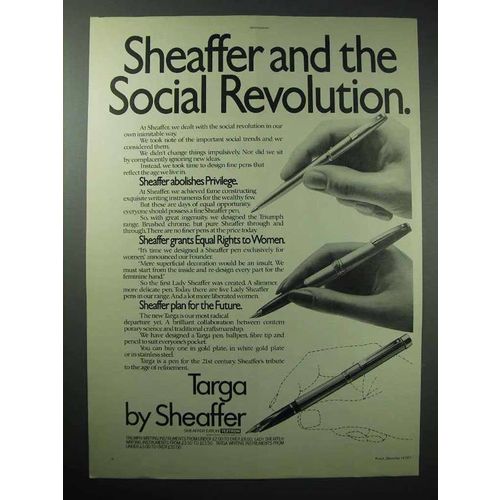 1977 Sheaffer Targa Pen Ad - The Social Revolution
