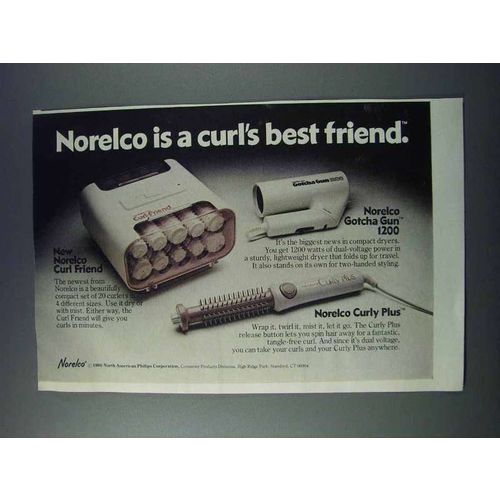 1981 Norelco Curl Friend, Gotcha Gun & Curly Plus Ad