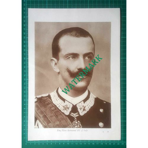 X848) King Victor Emmanuel III Of Italy World War One - 1916 Book Print