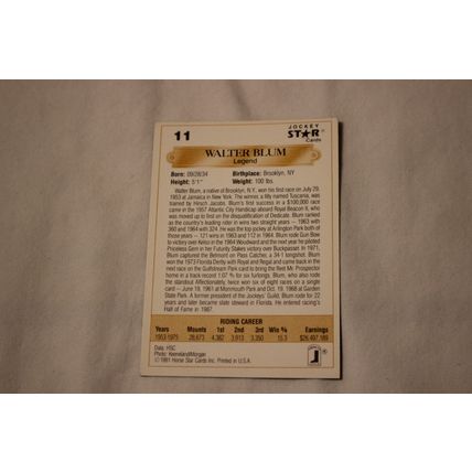 Walter Blum 1991 Jockey Star NO. 11