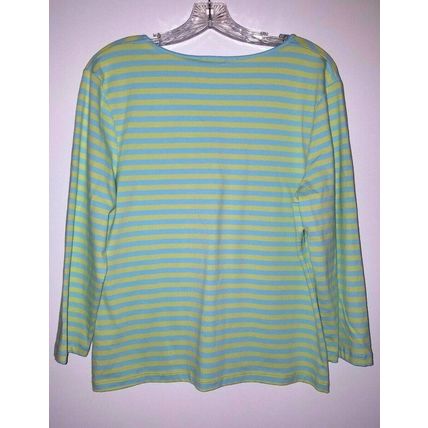 Covington NEW W/Tag Womens Green Blue Striped Cotton Spandex Stretch Top Size Lg