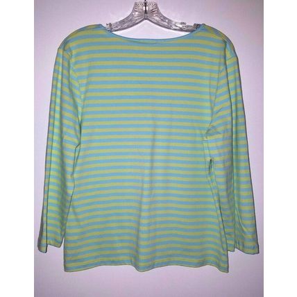 Covington NEW W/Tag Womens Green Blue Striped Cotton Spandex Stretch Top Size Lg