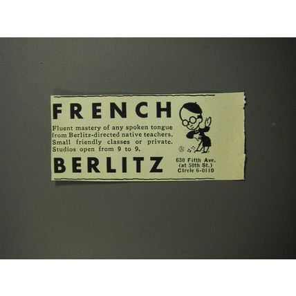 1952 Berlitz School of Languages Ad - French