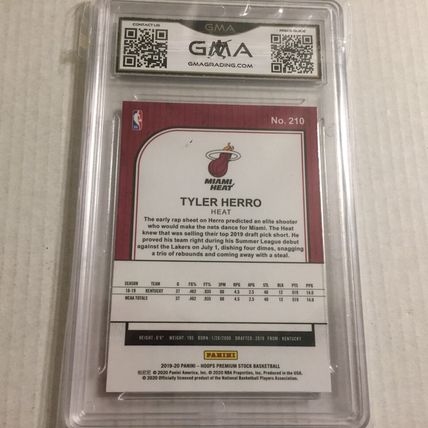 2019-20 NBA Hoops Miami Heat Tyler Herro Rookie Card #210 GMA MT 10.0 Slab