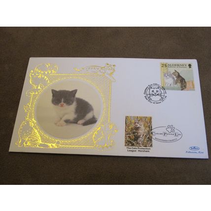 Benham 1996 Alderney Event Stamp Cover - Cats Protection league, Horsham n3