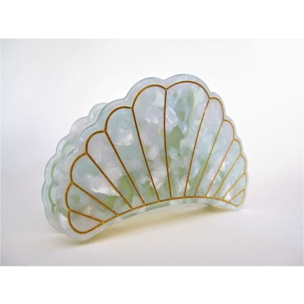 Blue marbled seashell acrylic and metal hair claw clip