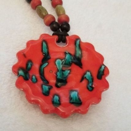 Beautiful Red Flower Medallion Necklace