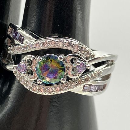 Ring Silver Plated Cubic Zirconia Filled Heart #501, #524