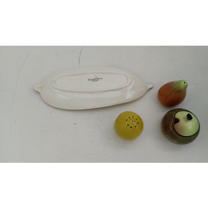 carleton ware carletonware cruet set mustard salt pepper banana pear lemon apple
