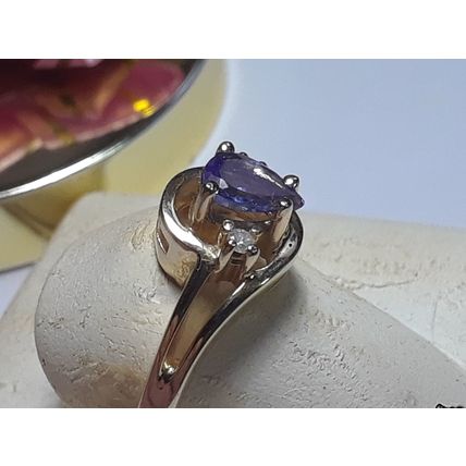 Estate .50ctw Natural Pear Cut Tanzanite & Diamond 14Kt Y/Gold swirl Ring #19466