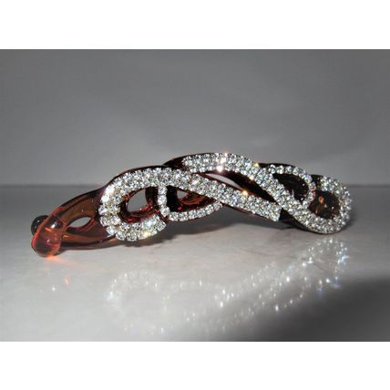 Black or brown sparkly banana hair claw clip with crystals rhinestones
